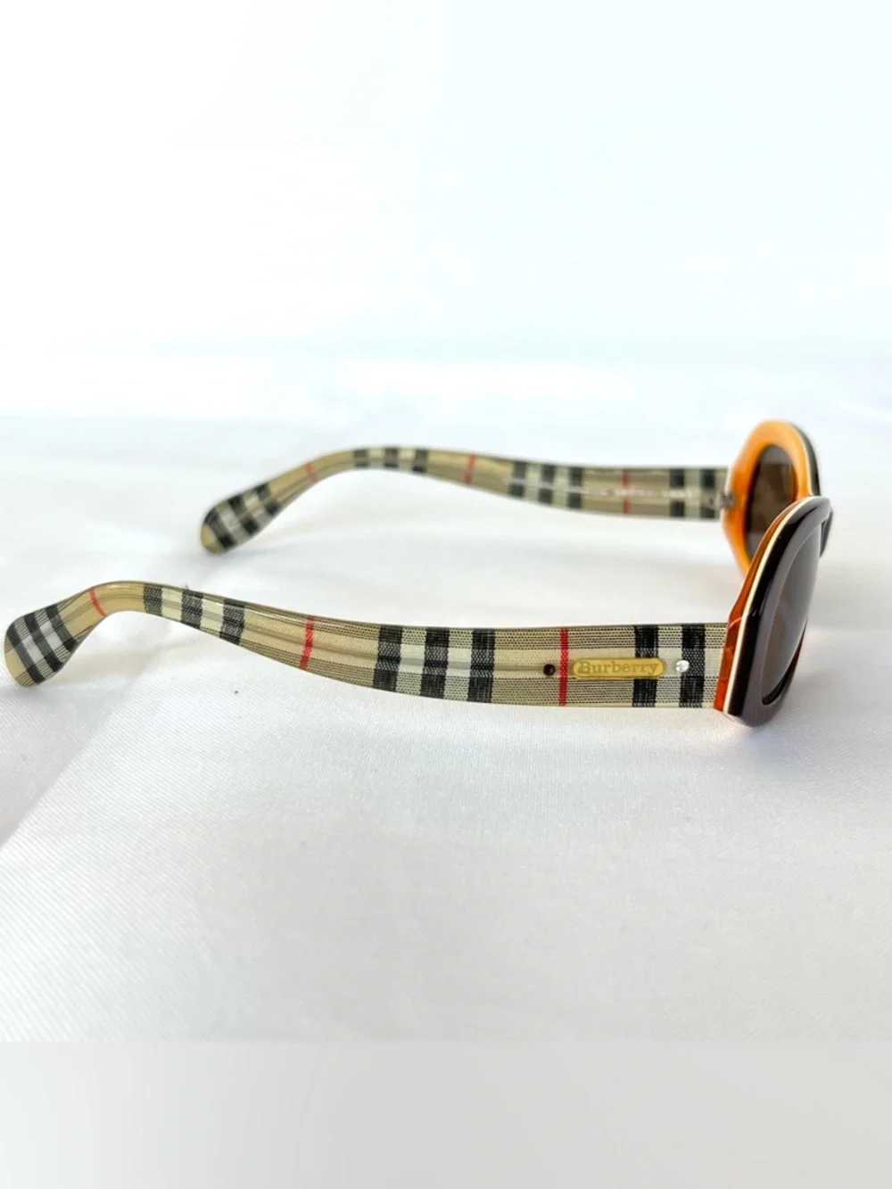 BURBERRY M-6937 1353 Kids Brown Lenses Burgundy Frame Checker Temples Sunglasses